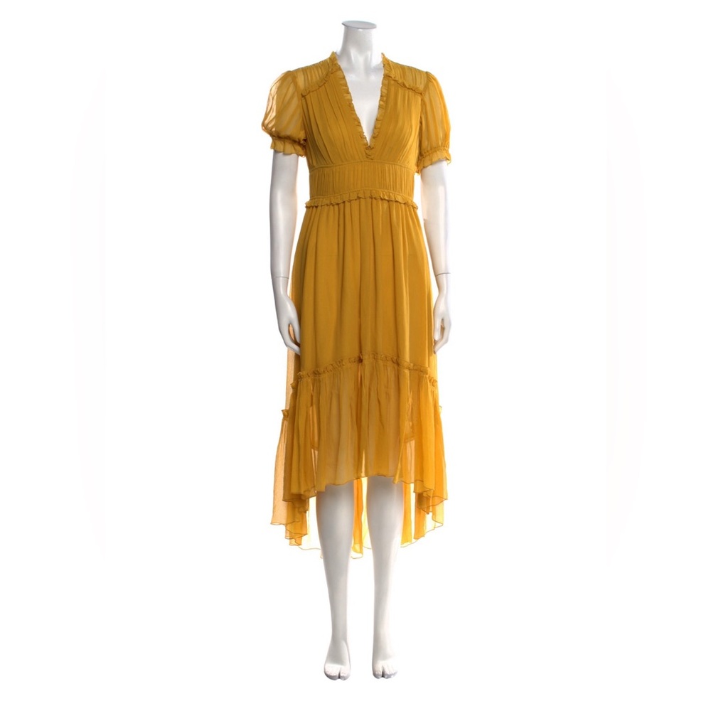 Ulla Johnson 100% Silk Yellow Midi Dress